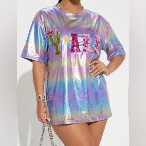 Purple Sequin Graphic Top